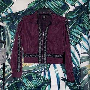 LF Maroon Cropped Bomber Jacket